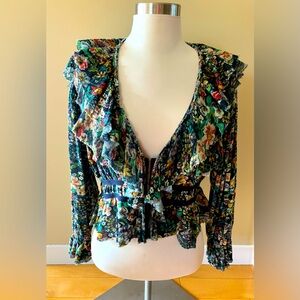 Free People print mesh knit cropped jacket